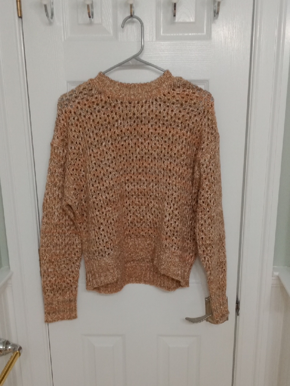 Madewell Open-Knit Crewneck Sweater in Camel